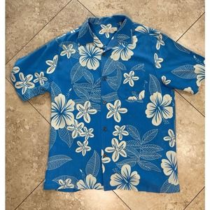 Island Republic Men’s Silk Floral Hawaiian button up shirt size Large